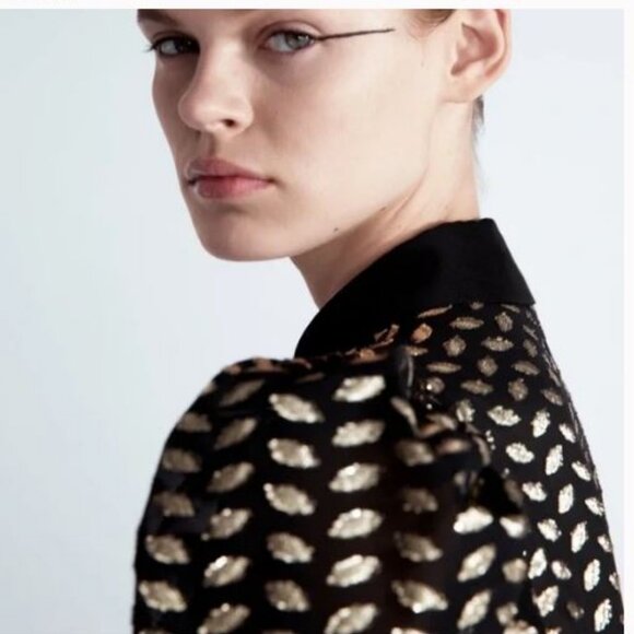 ZARA Metallic Long Dress with Flounced Hem NWT - Picture 2 of 10